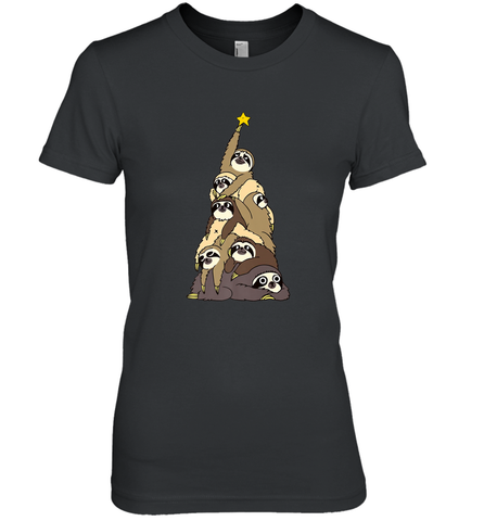 Merry Christmas Merry Slothmas Sloth Christmas Tree Xmas Women's Premium T-Shirt Women's Premium T-Shirt / Black / XS Women's Premium T-Shirt - FordPhuMy