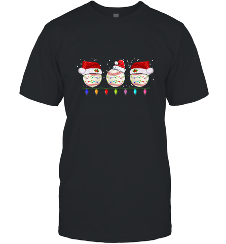 Three Baseball Balls Christmas Gift Santa Xmas lights Snow Men's T-Shirt Men's T-Shirt / Black / S Men's T-Shirt - FordPhuMy