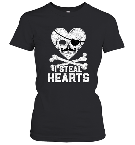 I Steal Hearts Valentine's Day Pirate Skull Art Graphics Women's T-Shirt Women's T-Shirt / Black / S Women's T-Shirt - FordPhuMy