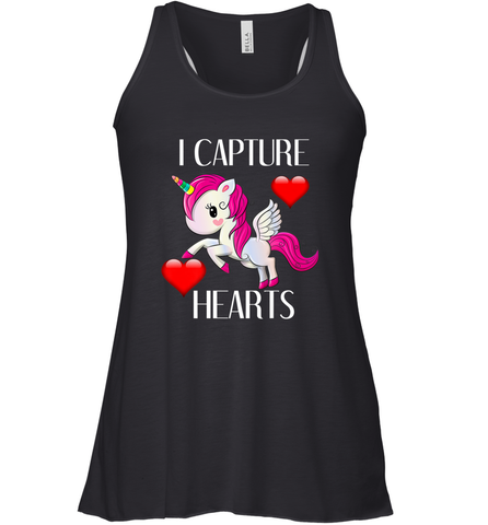 Girls Valentine's Day Unicorn I Capture Hearts Kids Gift Women's Racerback Tank Women's Racerback Tank / Black / XS Women's Racerback Tank - FordPhuMy