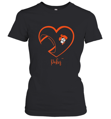 Oklahoma State Cowboys Football Inside Heart Team Women's T-Shirt Women's T-Shirt / Black / S Women's T-Shirt - FordPhuMy