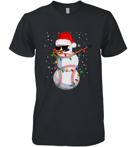 Dabbing Snowman Baseball Christmas Lights Pajama Tee Men's Premium T-Shirt Men's Premium T-Shirt / Black / XS Men's Premium T-Shirt - FordPhuMy