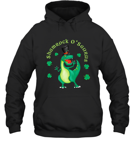 T Rex Dinosaur St. Patrick's Day Irish Funny Hooded Sweatshirt Hooded Sweatshirt / Black / S Hooded Sweatshirt - FordPhuMy