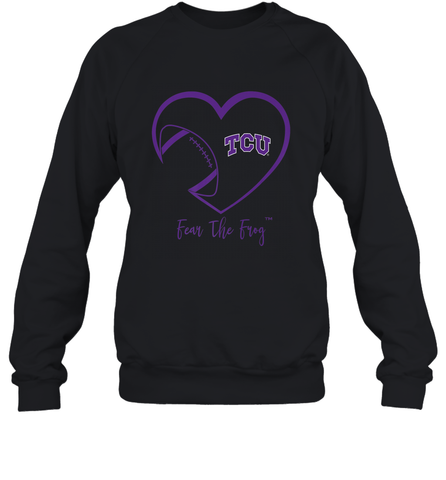 TCU Horned Frogs Football Inside Heart Team Crewneck Sweatshirt Crewneck Sweatshirt / Black / S Crewneck Sweatshirt - FordPhuMy