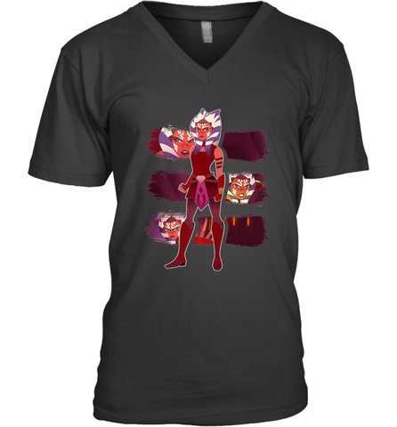 Star Wars Forces of Destiny Ahsoka Panels Men's V-Neck Men's V-Neck / Black / S Men's V-Neck - FordPhuMy