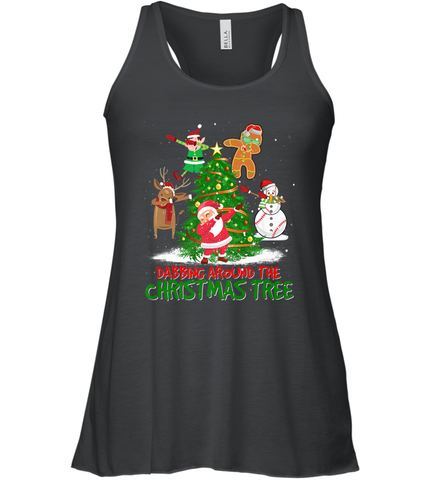 Dabbing Around Christmas Tree Baseball Snowman Santa Women's Racerback Tank Women's Racerback Tank / Black / XS Women's Racerback Tank - FordPhuMy