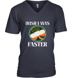 Irish I Was Faster Funny Running St Patricks Day Men's V-Neck