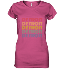 Vintage 1980s Style Detroit Michigan Women's V-Neck T-Shirt Women's V-Neck T-Shirt - FordPhuMy