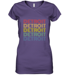 Vintage 1980s Style Detroit Michigan Women's V-Neck T-Shirt Women's V-Neck T-Shirt - FordPhuMy