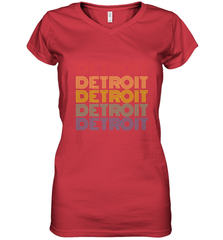 Vintage 1980s Style Detroit Michigan Women's V-Neck T-Shirt Women's V-Neck T-Shirt - FordPhuMy