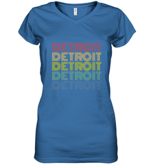 Vintage 1980s Style Detroit Michigan Women's V-Neck T-Shirt Women's V-Neck T-Shirt - FordPhuMy