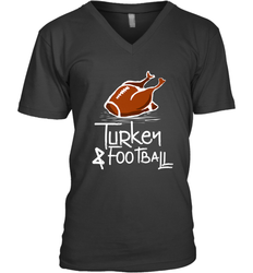 Turkey And Football Thanksgiving Day Football Fan Holiday Gift Men's V-Neck