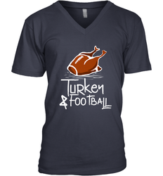 Turkey And Football Thanksgiving Day Football Fan Holiday Gift Men's V-Neck
