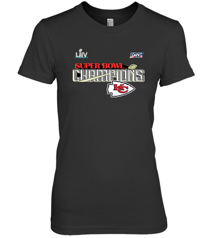 Youth Kansas City Chiefs NFL Pro Line by Fanatics Super Bowl LIV Champions Trophy Women's Premium T-Shirt Women's Premium T-Shirt / Black / XS Women's Premium T-Shirt - FordPhuMy