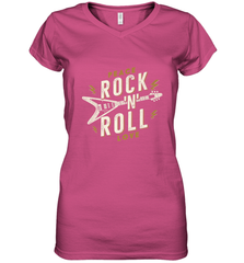 Peace Rock and Roll Love Music Guitar Retro Hippie Women's V-Neck T-Shirt Women's V-Neck T-Shirt - FordPhuMy