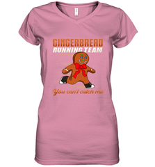 Christmas Gingerbread Man Cookie Gingerbread Running Team Women's V-Neck T-Shirt Women's V-Neck T-Shirt - FordPhuMy