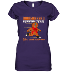 Christmas Gingerbread Man Cookie Gingerbread Running Team Women's V-Neck T-Shirt Women's V-Neck T-Shirt - FordPhuMy
