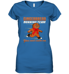 Christmas Gingerbread Man Cookie Gingerbread Running Team Women's V-Neck T-Shirt Women's V-Neck T-Shirt - FordPhuMy