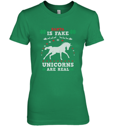 Santa Is Fake Unicorns Are Real Cute Ugly Christmas Sweater Women's Premium T-Shirt