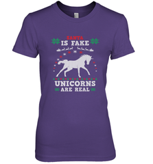 Santa Is Fake Unicorns Are Real Cute Ugly Christmas Sweater Women's Premium T-Shirt Women's Premium T-Shirt - FordPhuMy