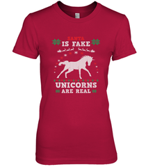 Santa Is Fake Unicorns Are Real Cute Ugly Christmas Sweater Women's Premium T-Shirt Women's Premium T-Shirt - FordPhuMy