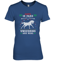 Santa Is Fake Unicorns Are Real Cute Ugly Christmas Sweater Women's Premium T-Shirt Women's Premium T-Shirt - FordPhuMy
