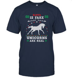Santa Is Fake Unicorns Are Real Cute Ugly Christmas Sweater Men's T-Shirt