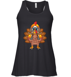 Cool Turkey Football Feathers Funny Thanksgiving Sports Gift Women's Racerback Tank