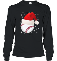 Christmas Stars baseball Ball Santa Hat Funny Sport Xmas Long Sleeve T-Shirt