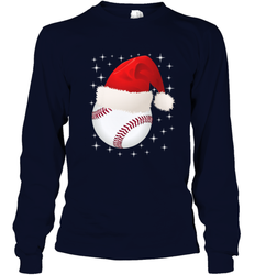 Christmas Stars baseball Ball Santa Hat Funny Sport Xmas Long Sleeve T-Shirt