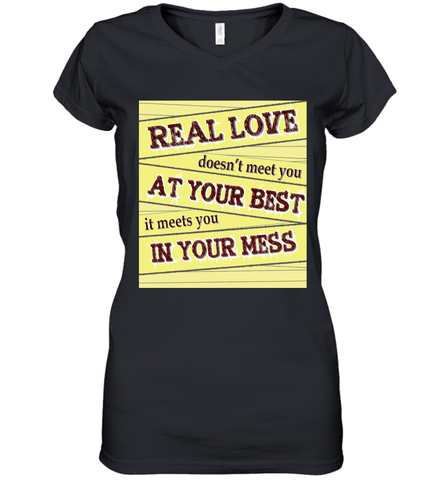 Real love funny quotes for valentine (2) Women's V-Neck T-Shirt Women's V-Neck T-Shirt / Black / S Women's V-Neck T-Shirt - FordPhuMy
