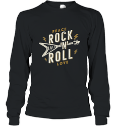 Peace Rock and Roll Love Music Guitar Retro Hippie Long Sleeve T-Shirt