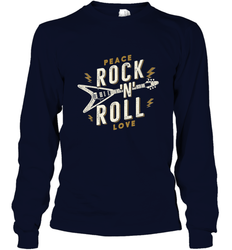 Peace Rock and Roll Love Music Guitar Retro Hippie Long Sleeve T-Shirt