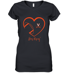 Virginia Cavaliers Football Inside Heart  Team Women's V-Neck T-Shirt Women's V-Neck T-Shirt - FordPhuMy
