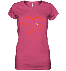 Virginia Cavaliers Football Inside Heart  Team Women's V-Neck T-Shirt Women's V-Neck T-Shirt - FordPhuMy