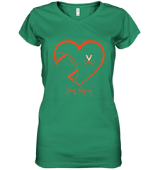 Virginia Cavaliers Football Inside Heart  Team Women's V-Neck T-Shirt Women's V-Neck T-Shirt - FordPhuMy