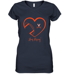 Virginia Cavaliers Football Inside Heart  Team Women's V-Neck T-Shirt