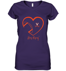 Virginia Cavaliers Football Inside Heart  Team Women's V-Neck T-Shirt Women's V-Neck T-Shirt - FordPhuMy