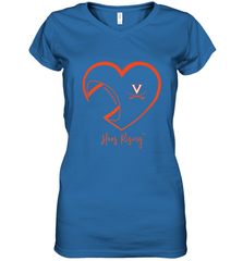 Virginia Cavaliers Football Inside Heart  Team Women's V-Neck T-Shirt Women's V-Neck T-Shirt - FordPhuMy