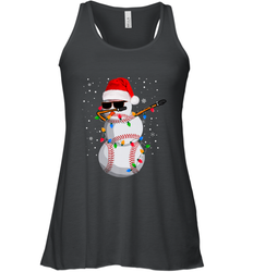 Dabbing Snowman Baseball Christmas Lights Pajama Tee Women's Racerback Tank