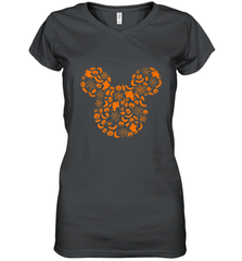 Disney Mickey Mouse Halloween Silhouette Women's V-Neck T-Shirt Women's V-Neck T-Shirt - FordPhuMy