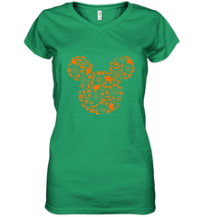 Disney Mickey Mouse Halloween Silhouette Women's V-Neck T-Shirt Women's V-Neck T-Shirt - FordPhuMy