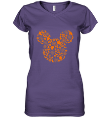 Disney Mickey Mouse Halloween Silhouette Women's V-Neck T-Shirt Women's V-Neck T-Shirt - FordPhuMy