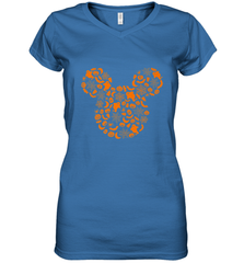 Disney Mickey Mouse Halloween Silhouette Women's V-Neck T-Shirt Women's V-Neck T-Shirt - FordPhuMy