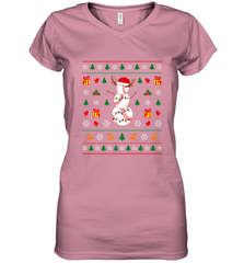 Christmas Baseball Snowman Reindeer In A Santa Hat Pajama Women's V-Neck T-Shirt Women's V-Neck T-Shirt - FordPhuMy