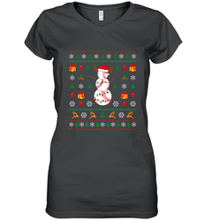 Christmas Baseball Snowman Reindeer In A Santa Hat Pajama Women's V-Neck T-Shirt