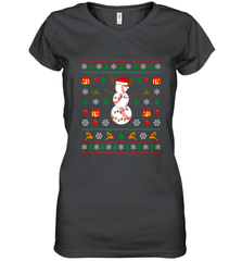 Christmas Baseball Snowman Reindeer In A Santa Hat Pajama Women's V-Neck T-Shirt Women's V-Neck T-Shirt - FordPhuMy