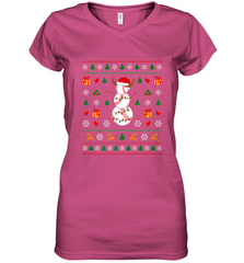 Christmas Baseball Snowman Reindeer In A Santa Hat Pajama Women's V-Neck T-Shirt Women's V-Neck T-Shirt - FordPhuMy