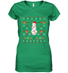 Christmas Baseball Snowman Reindeer In A Santa Hat Pajama Women's V-Neck T-Shirt Women's V-Neck T-Shirt - FordPhuMy