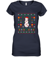 Christmas Baseball Snowman Reindeer In A Santa Hat Pajama Women's V-Neck T-Shirt Women's V-Neck T-Shirt - FordPhuMy